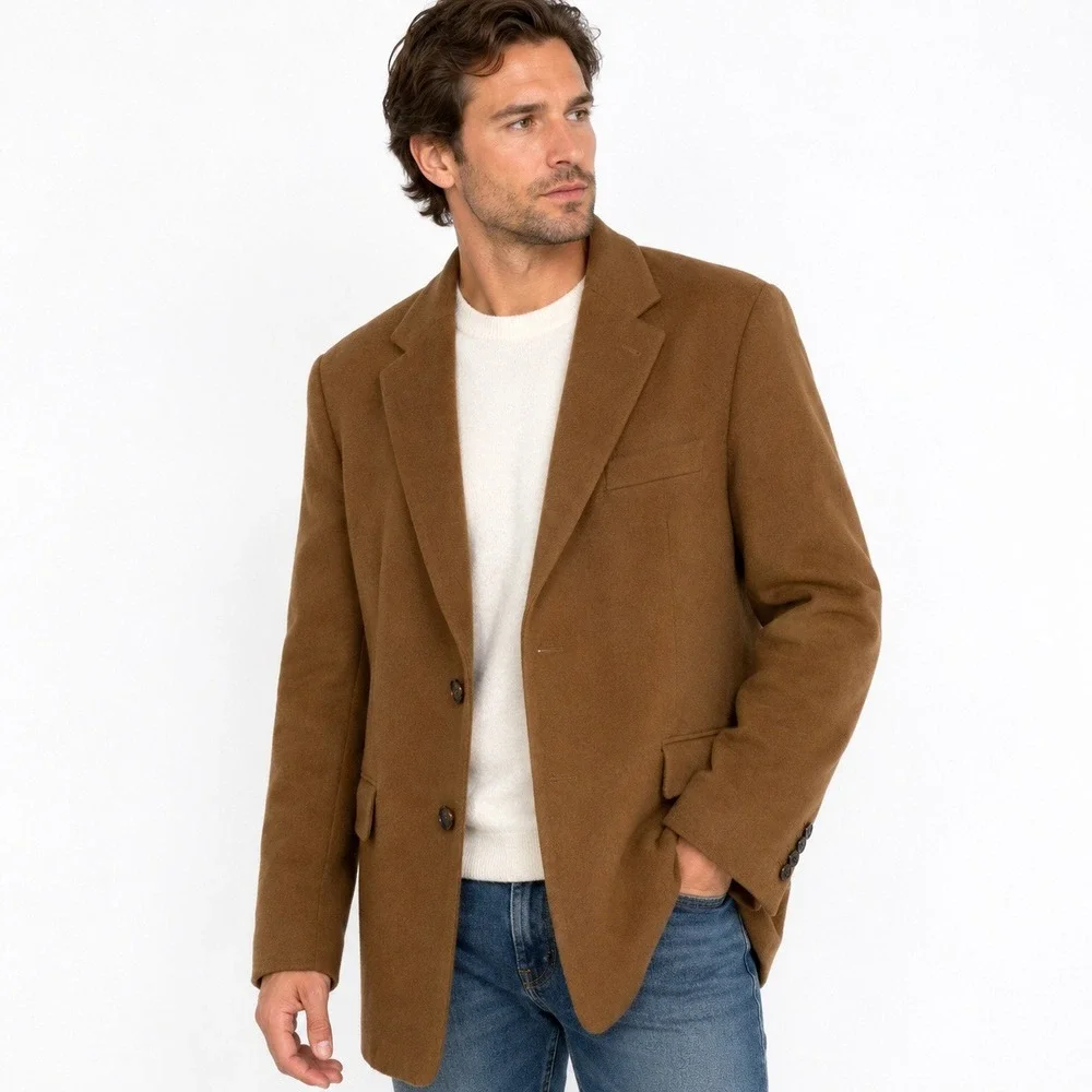 Coconut Grove 100% Cashmere Blazer Mens Large Camel Brown Sport Coat‎ Luxury
